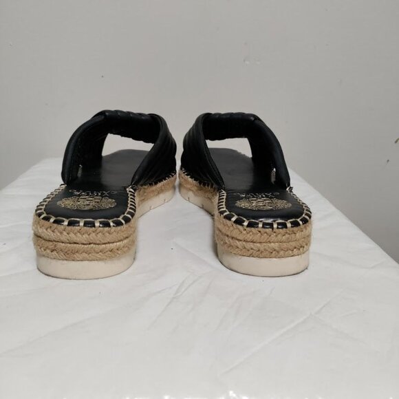 Vince Camuto Melysa Leather Slip Op Crossband Boho Slide Sandals Black 8M/39 - Picture 6 of 9